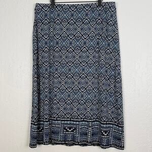 J. Jill Blue Geometric Printed Midi Skirt Size XL